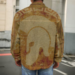 Ancient Spartan Helmet Print Men's Shirt Jacket