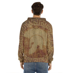 Ancient Spartan Helmet Print Men's Velvet Pullover Hoodie