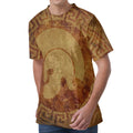 Ancient Spartan Helmet Print Men's Velvet T-Shirt