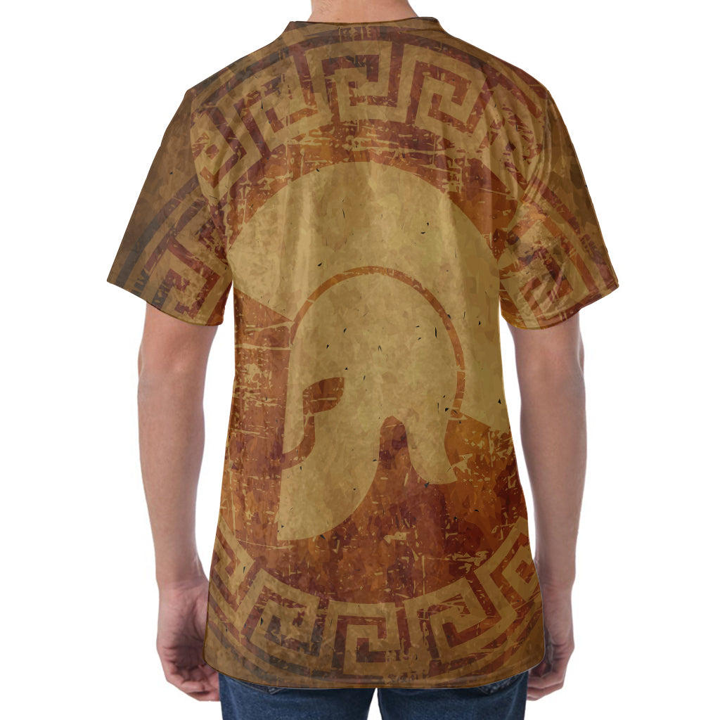 Ancient Spartan Helmet Print Men's Velvet T-Shirt