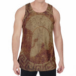 Ancient Spartan Helmet Print Men's Velvet Tank Top