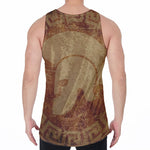 Ancient Spartan Helmet Print Men's Velvet Tank Top