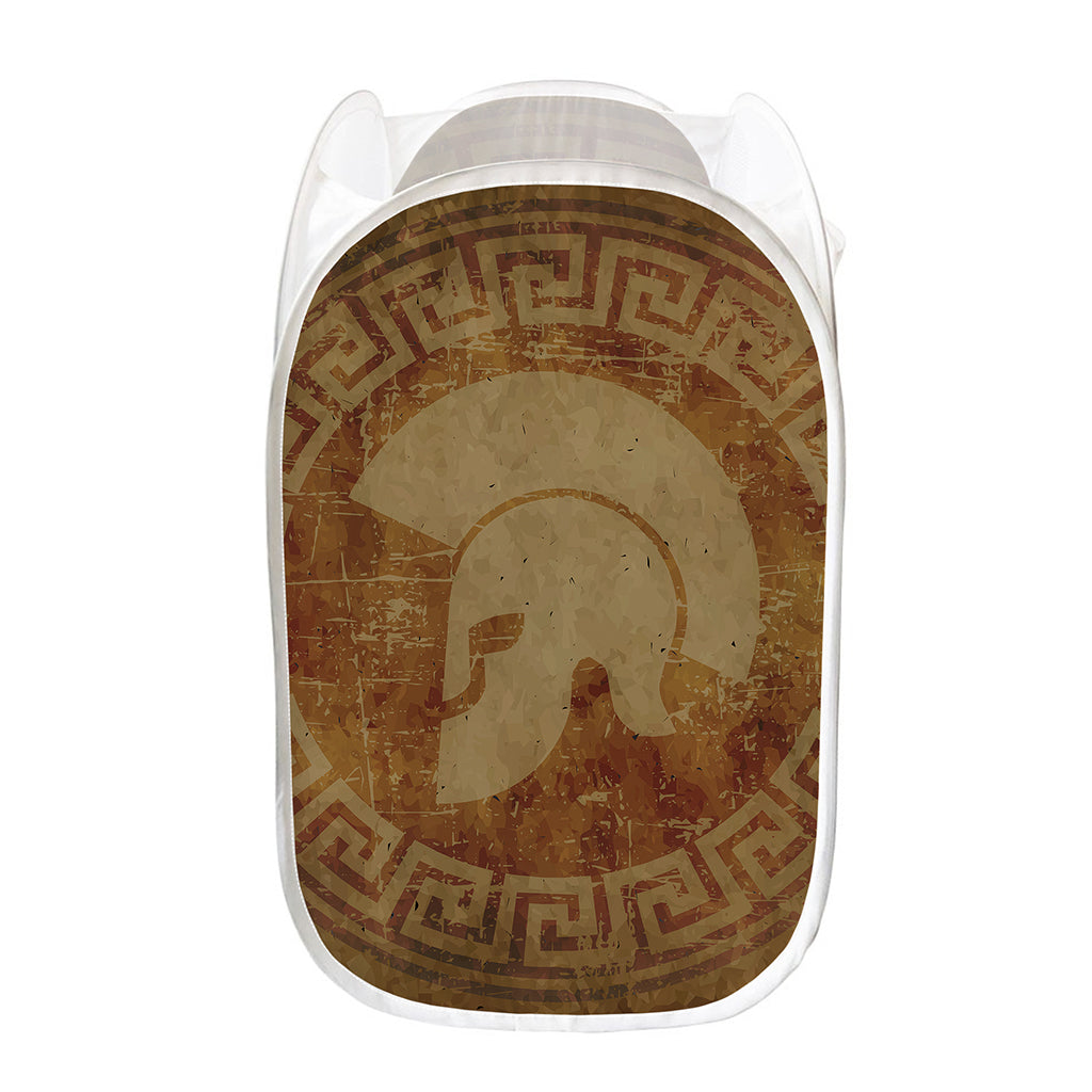 Ancient Spartan Helmet Print Mesh Laundry Hamper