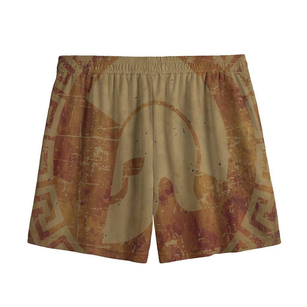 Ancient Spartan Helmet Print Mesh Shorts