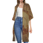 Ancient Spartan Helmet Print Open Front Beach Cover Up