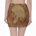 Ancient Spartan Helmet Print Pencil Mini Skirt