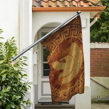 Ancient Spartan Helmet Print Polyester Flag