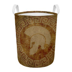 Ancient Spartan Helmet Print Round Laundry Basket