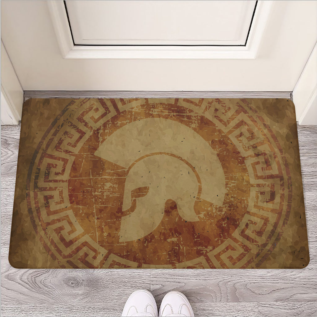 Ancient Spartan Helmet Print Rubber Doormat