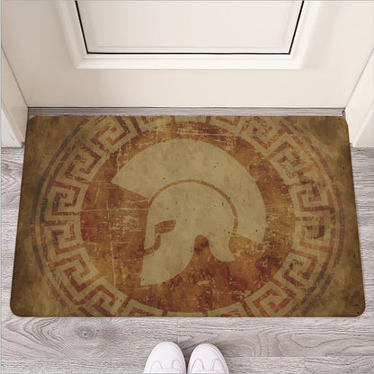 Ancient Spartan Helmet Print Rubber Doormat