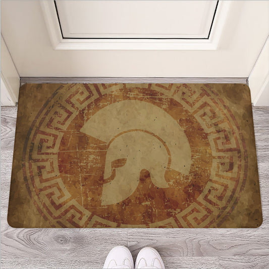 Ancient Spartan Helmet Print Rubber Doormat