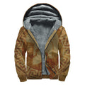 Ancient Spartan Helmet Print Sherpa Lined Zip Up Hoodie