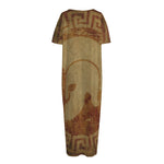 Ancient Spartan Helmet Print Short Sleeve Long Nightdress