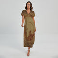 Ancient Spartan Helmet Print Short Sleeve Maxi Dress