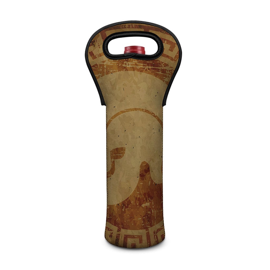 Ancient Spartan Helmet Print Single Neoprene Wine Tote