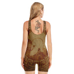 Ancient Spartan Helmet Print Sleeveless One Piece Swimsuit