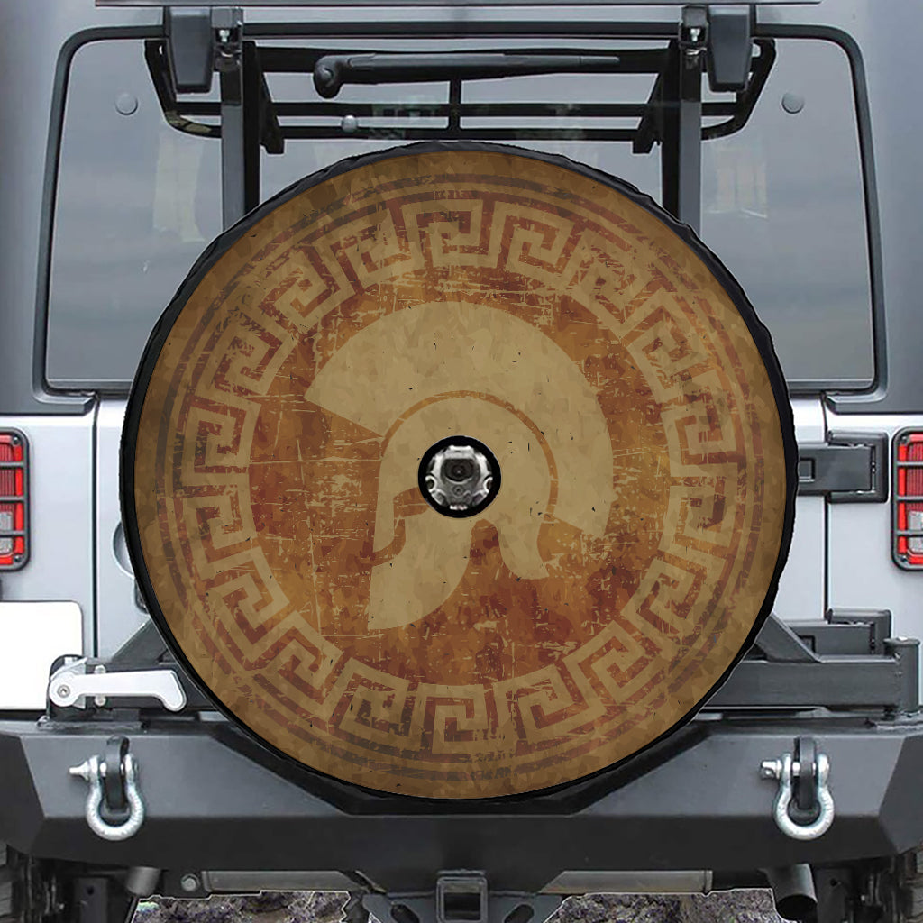 Ancient Spartan Helmet Print Tire Cover With Camera Hole