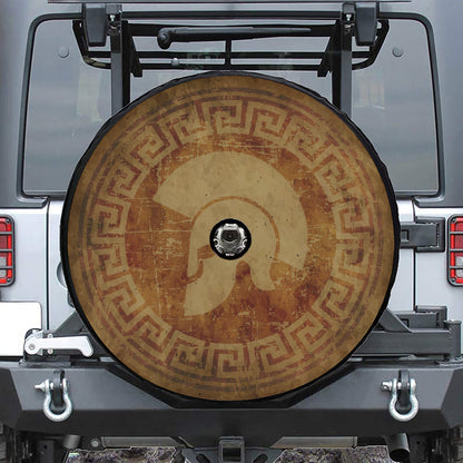 Ancient Spartan Helmet Print Tire Cover With Camera Hole