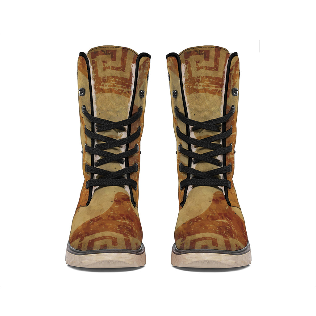 Ancient Spartan Helmet Print Winter Boots