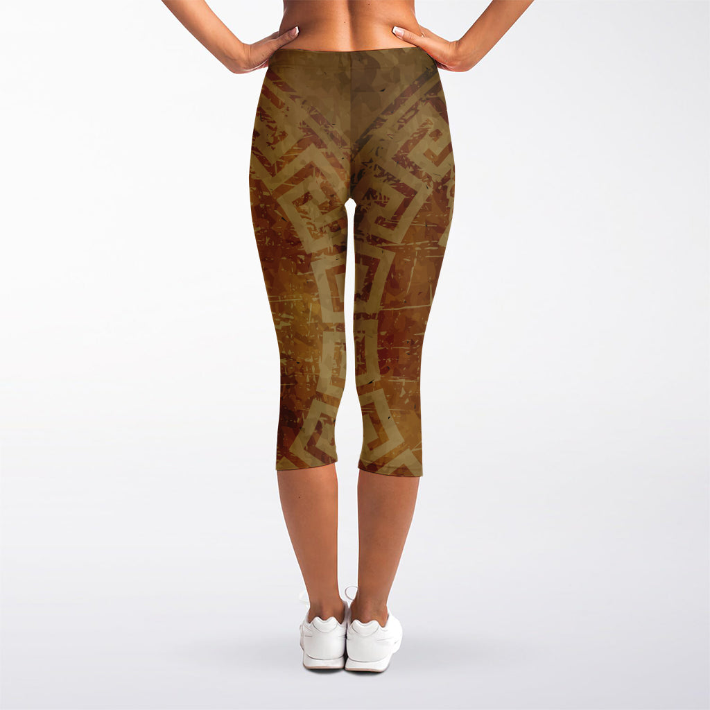 Ancient Spartan Helmet Print Women's Capri Leggings
