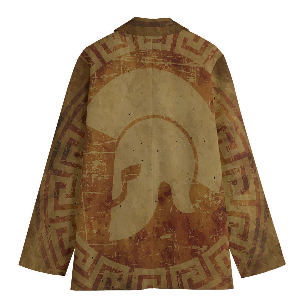 Ancient Spartan Helmet Print Women's Cotton Blazer