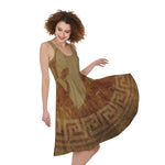 Ancient Spartan Helmet Print Women's Sleeveless Dress