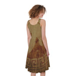 Ancient Spartan Helmet Print Women's Sleeveless Dress