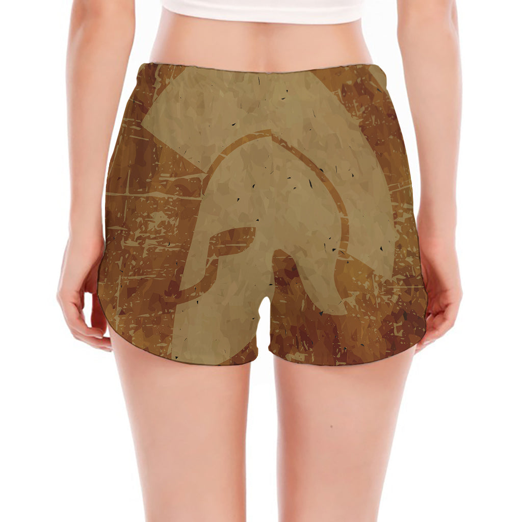 Ancient Spartan Helmet Print Women's Split Running Shorts