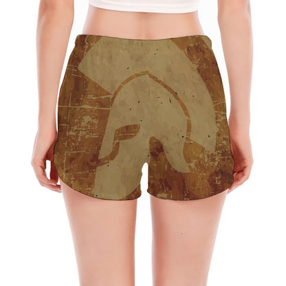 Ancient Spartan Helmet Print Women's Split Running Shorts