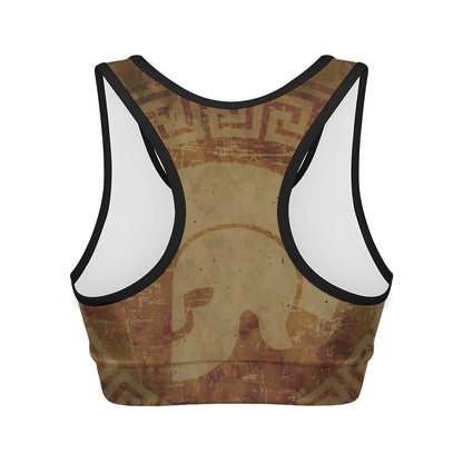 Ancient Spartan Helmet Print Women's Sports Bra