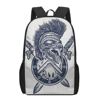 Ancient Spartan Print 17 Inch Backpack