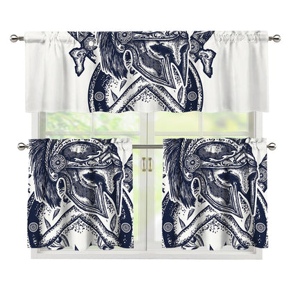 Ancient Spartan Print 3 Piece Kitchen Curtains