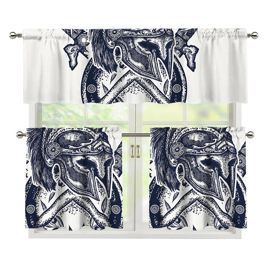 Ancient Spartan Print 3 Piece Kitchen Curtains