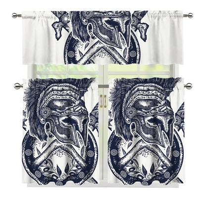 Ancient Spartan Print 3 Piece Kitchen Curtains