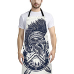 Ancient Spartan Print Bib Apron With Pocket