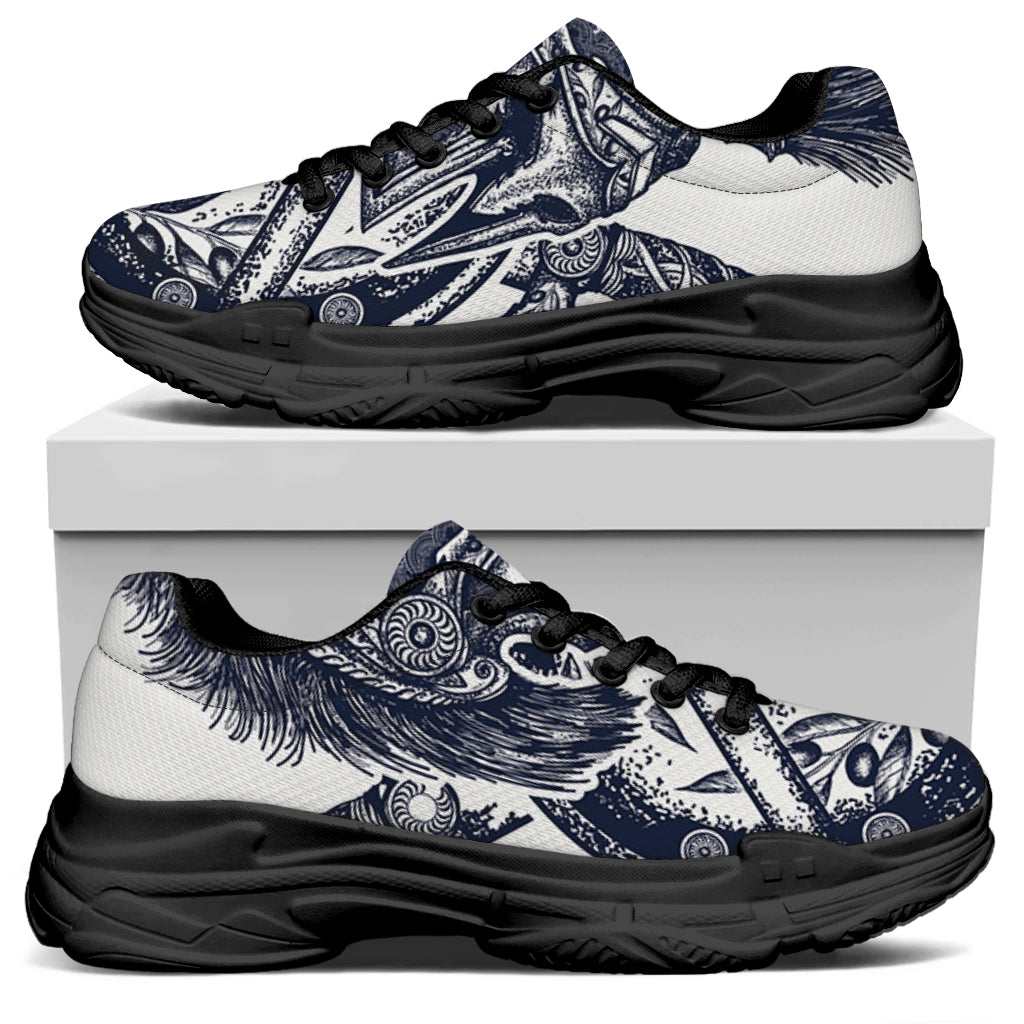 Ancient Spartan Print Black Chunky Shoes