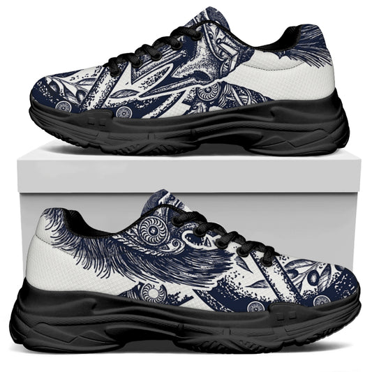 Ancient Spartan Print Black Chunky Shoes