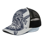 Ancient Spartan Print Black Mesh Trucker Cap