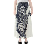 Ancient Spartan Print Chiffon Maxi Skirt