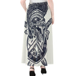 Ancient Spartan Print Chiffon Maxi Skirt