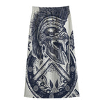 Ancient Spartan Print Cotton Front Slit Maxi Skirt