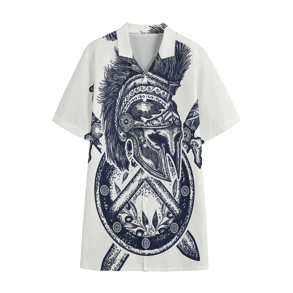 Ancient Spartan Print Cotton Hawaiian Shirt
