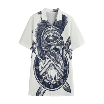 Ancient Spartan Print Cotton Hawaiian Shirt