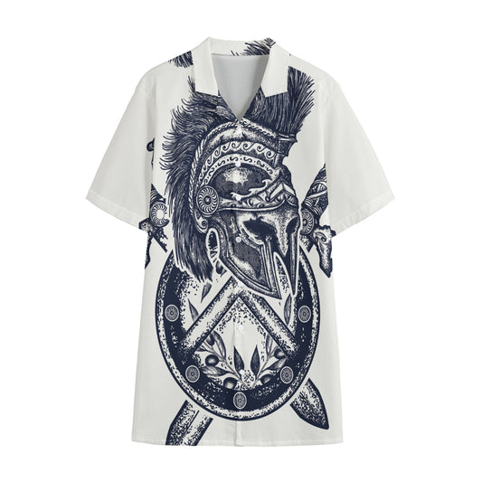 Ancient Spartan Print Cotton Hawaiian Shirt