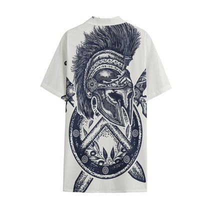 Ancient Spartan Print Cotton Hawaiian Shirt