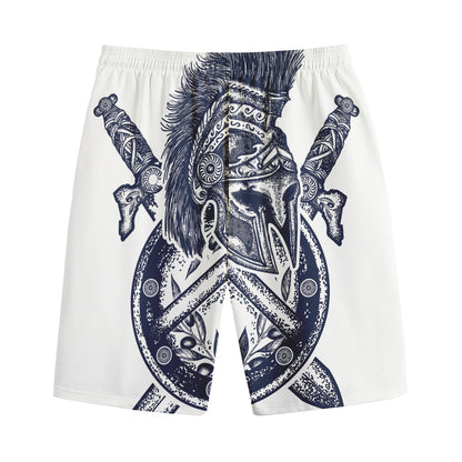 Ancient Spartan Print Cotton Shorts