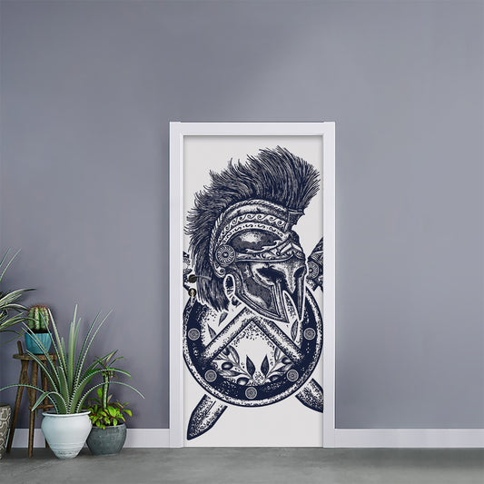 Ancient Spartan Print Door Sticker
