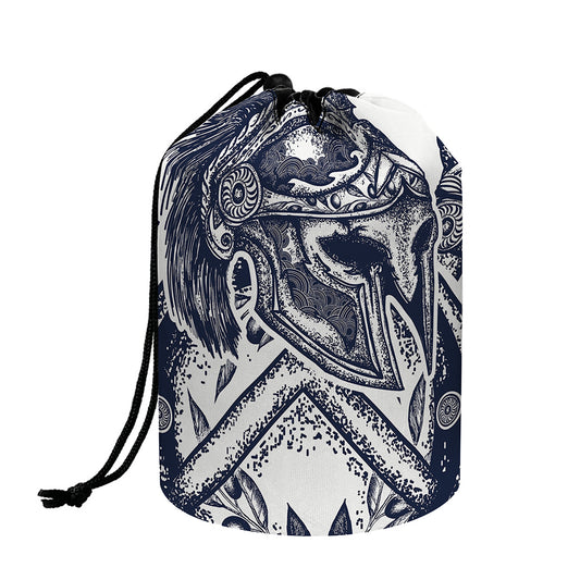 Ancient Spartan Print Drawstring Makeup Bag