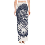 Ancient Spartan Print High Slit Maxi Skirt