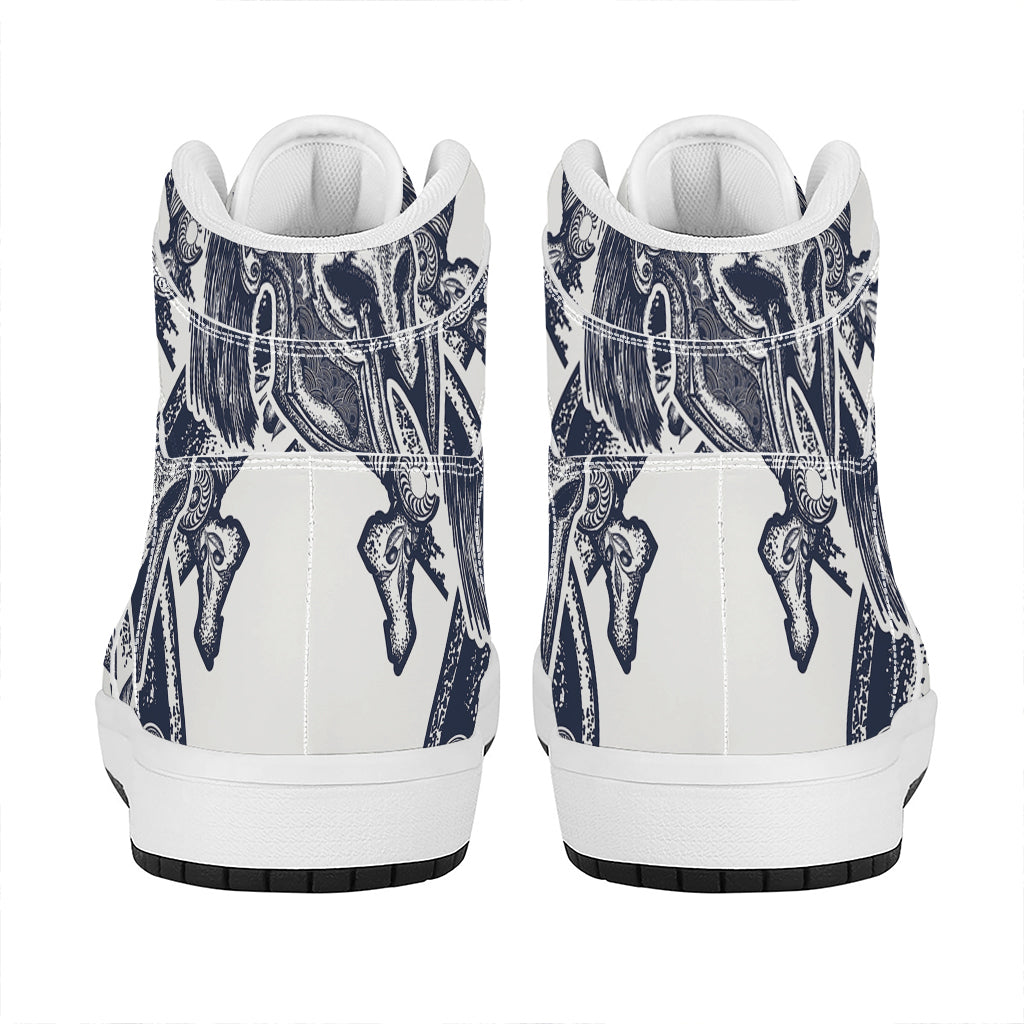 Ancient Spartan Print High Top Leather Sneakers